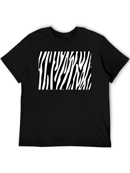 Zebra Stripe Graphic Tee - Bold Black Cotton T-Shirt