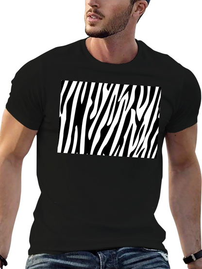 Zebra Stripe Graphic Tee - Bold Black Cotton T-Shirt