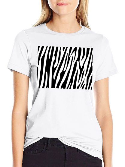 Zebra Stripe Graphic Tee - Bold Black Cotton T-Shirt