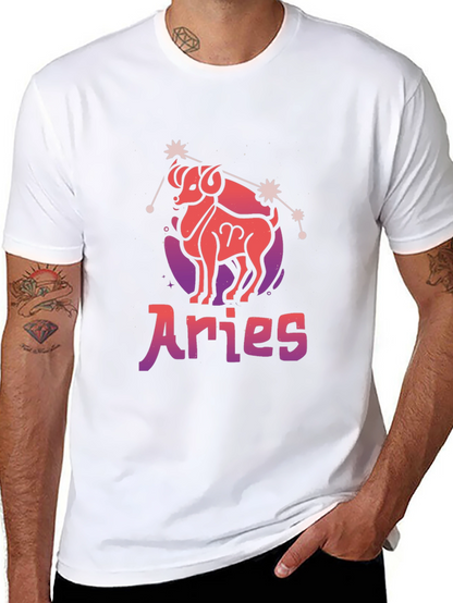 Aries Zodiac Graphic T-Shirt - Black Cotton Tee