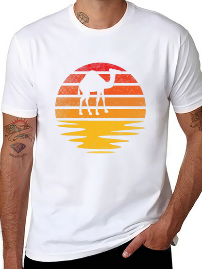 Camel Sunset Graphic Tee - Retro Style