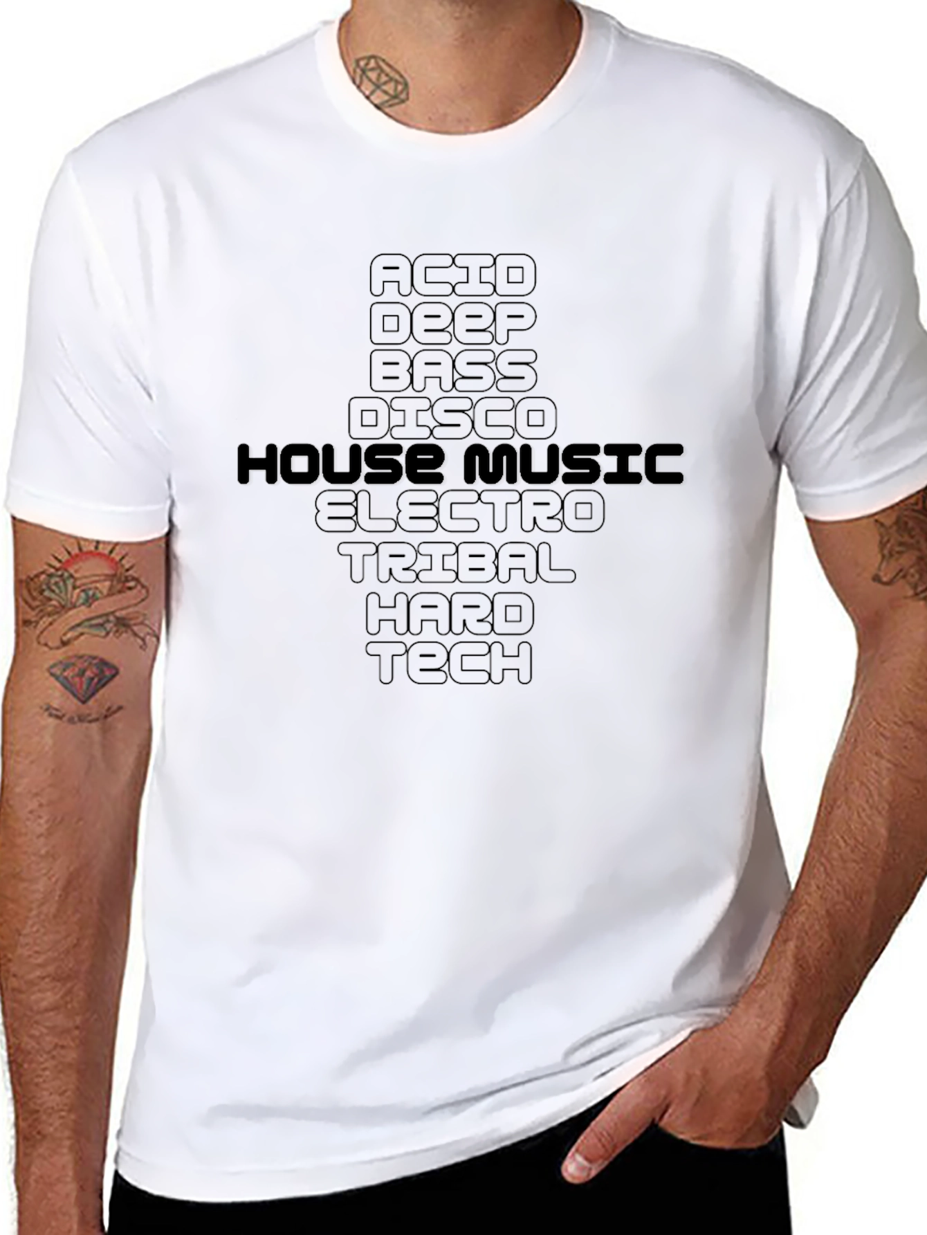 House Music Genres Black T-Shirt