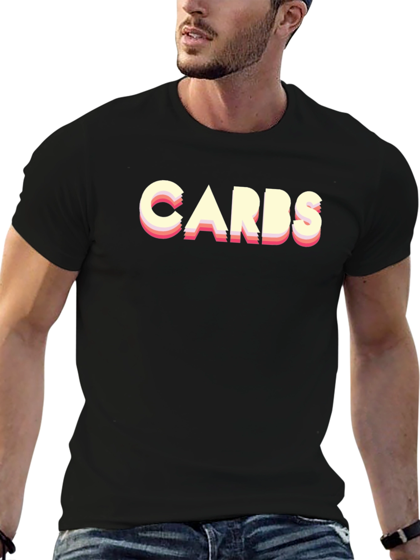Carbs Graphic Tee - Retro Style Black T-Shirt