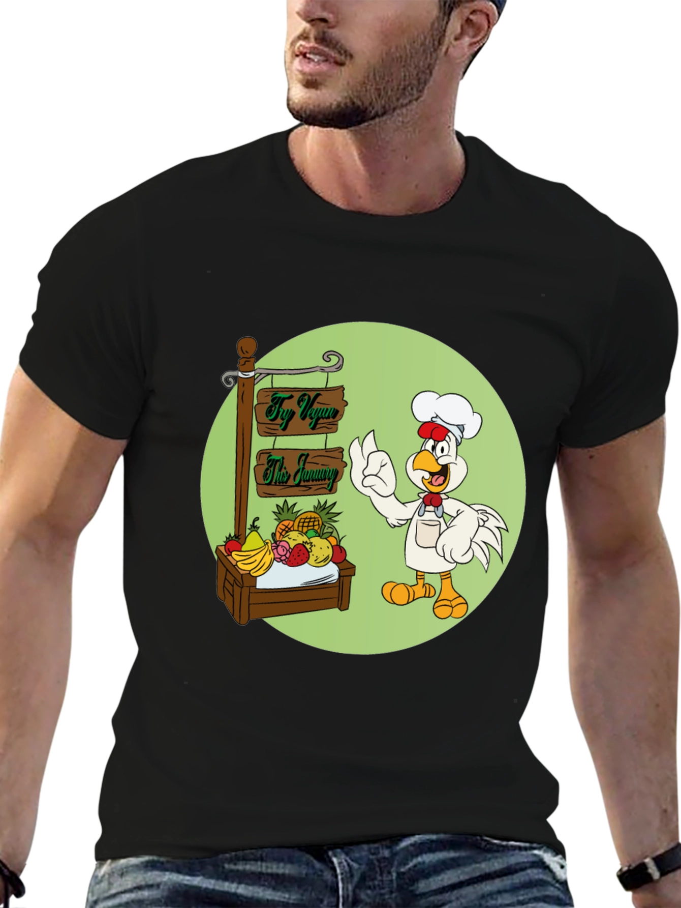 Fun Vegan Cartoon Graphic T-Shirt