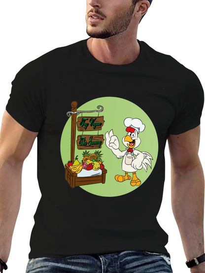 Fun Vegan Cartoon Graphic T-Shirt