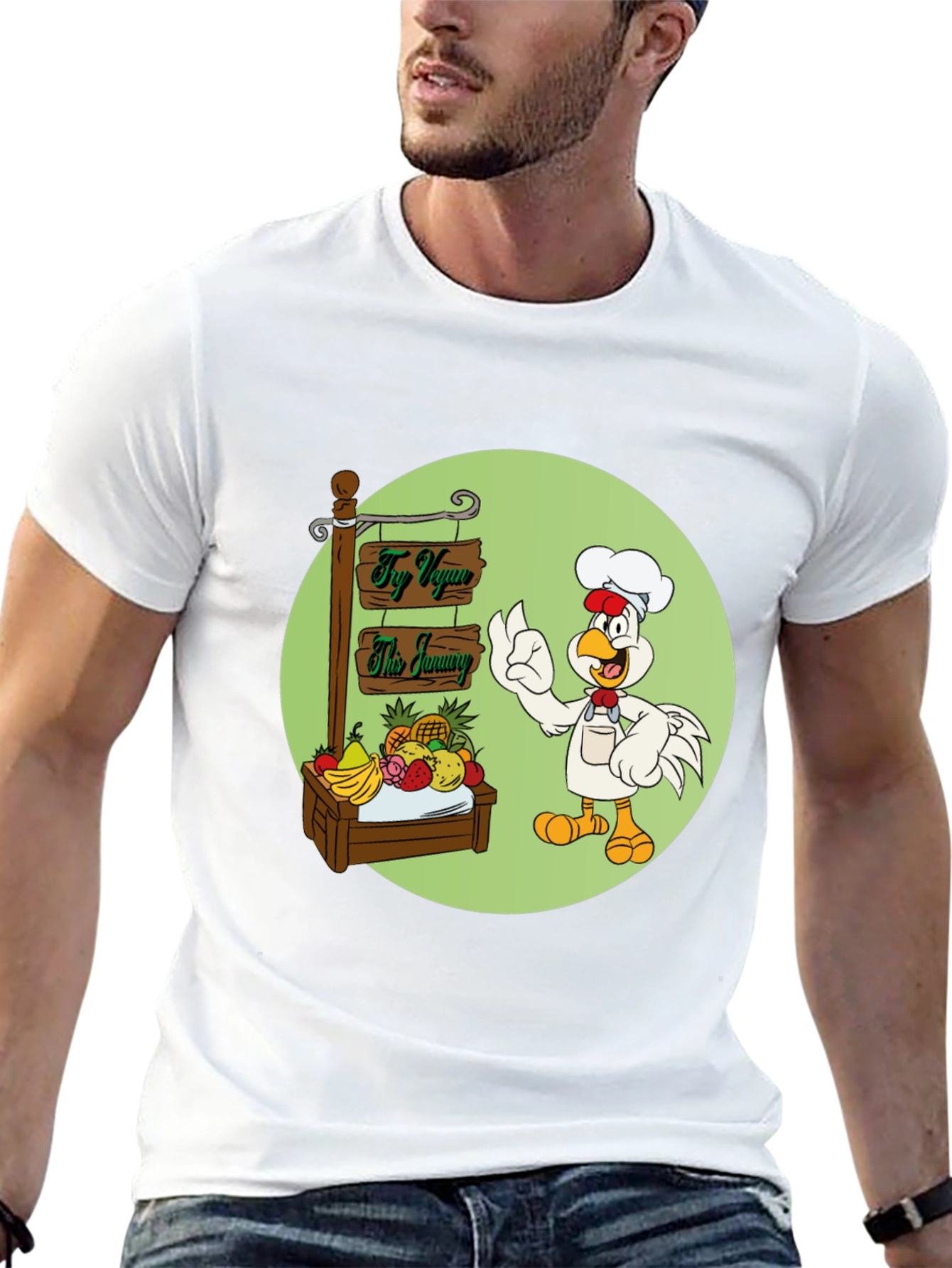 Fun Vegan Cartoon Graphic T-Shirt