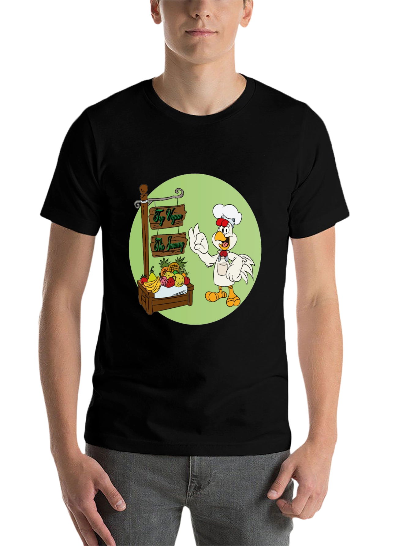 Fun Vegan Cartoon Graphic T-Shirt