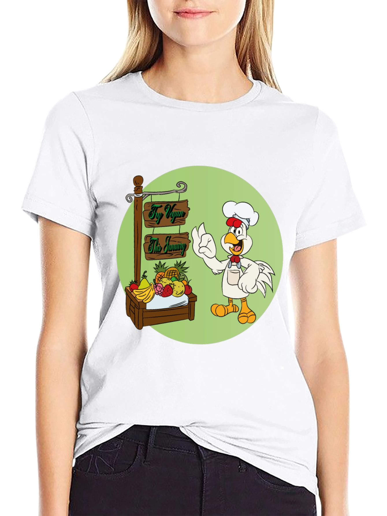 Fun Vegan Cartoon Graphic T-Shirt