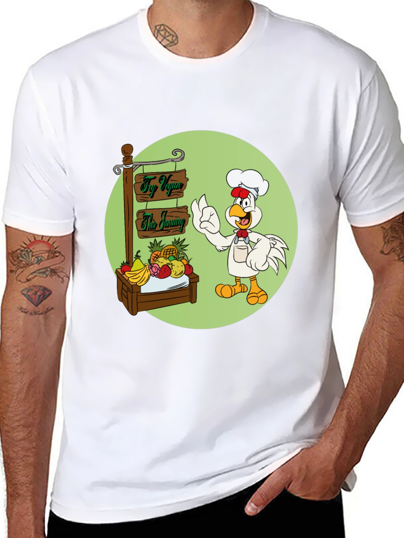Fun Vegan Cartoon Graphic T-Shirt