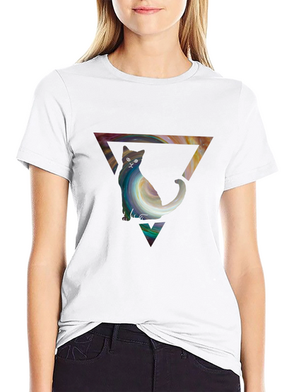 Cat in Triangle Graphic Tee - Stylish Unisex Shirt