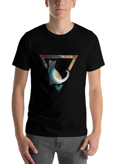 Cat in Triangle Graphic Tee - Stylish Unisex Shirt