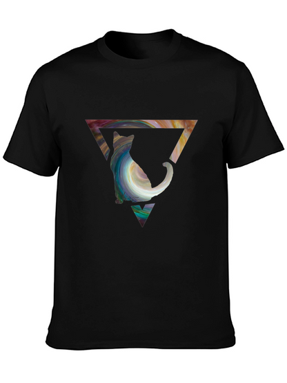 Cat in Triangle Graphic Tee - Stylish Unisex Shirt