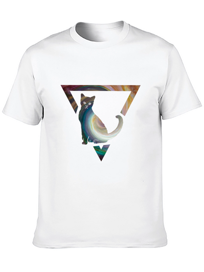 Cat in Triangle Graphic Tee - Stylish Unisex Shirt