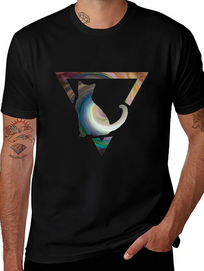 Cat in Triangle Graphic Tee - Stylish Unisex Shirt