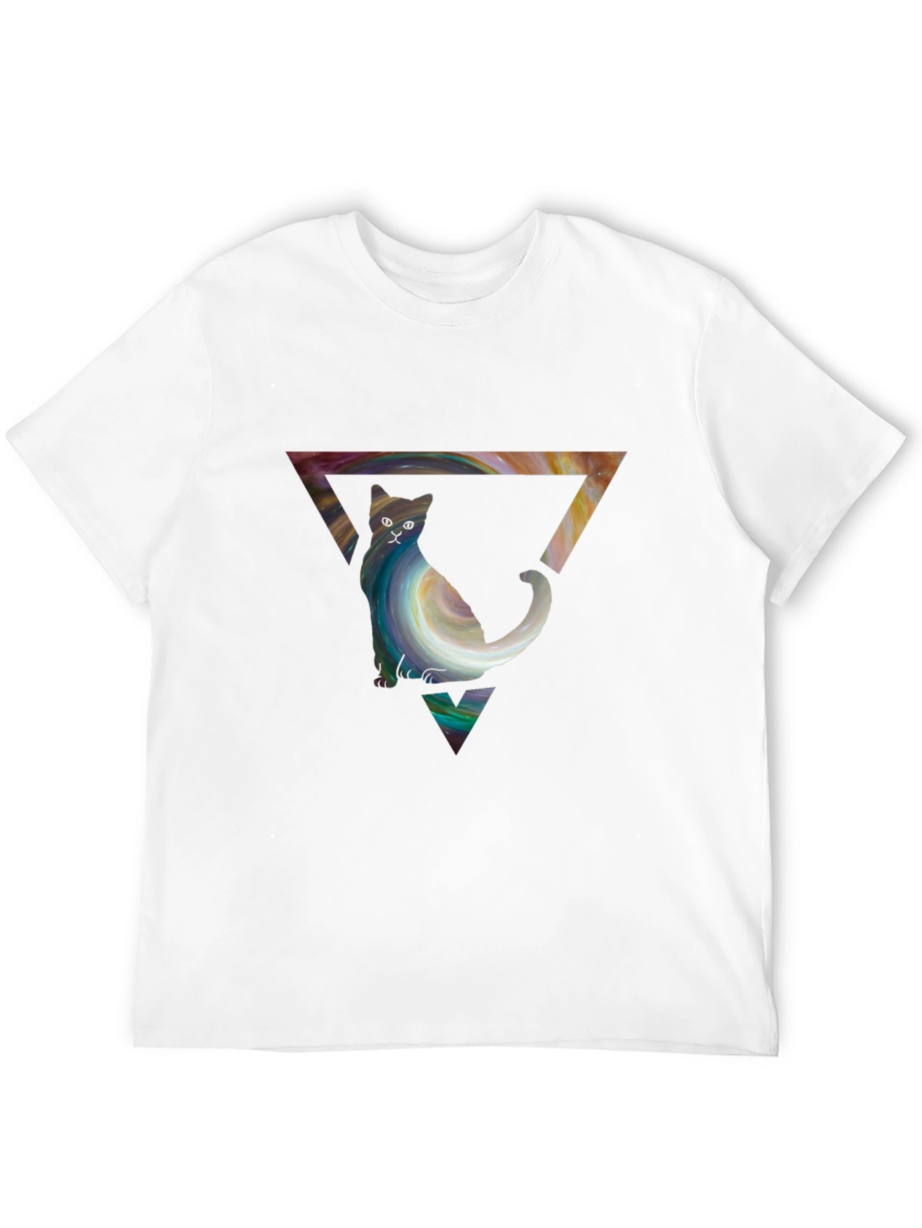 Cat in Triangle Graphic Tee - Stylish Unisex Shirt
