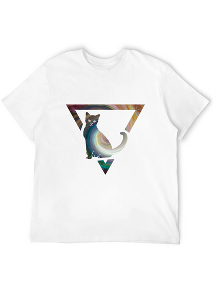 Cat in Triangle Graphic Tee - Stylish Unisex Shirt