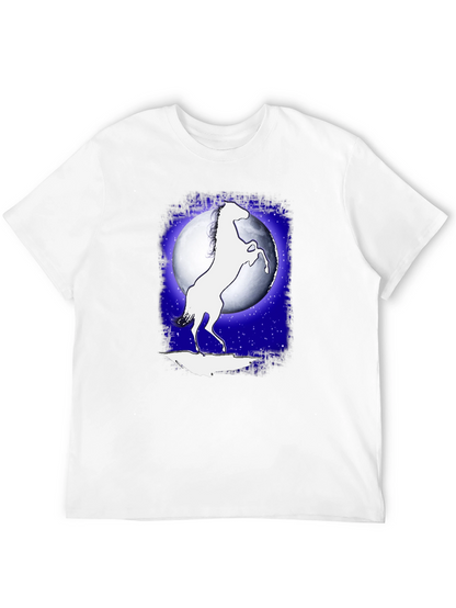 Horse Silhouette Moon Graphic Black T-Shirt