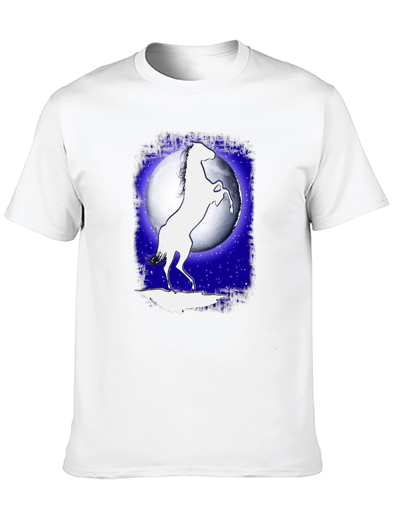 Horse Silhouette Moon Graphic Black T-Shirt