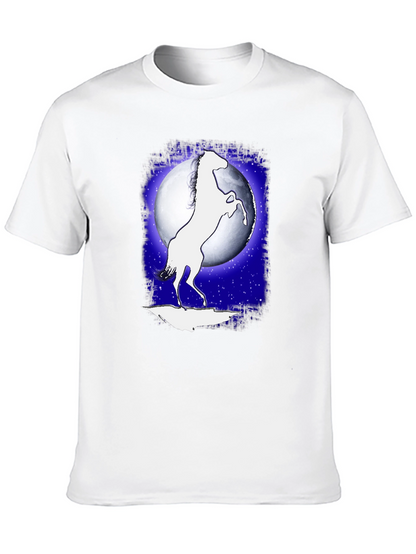 Horse Silhouette Moon Graphic Black T-Shirt