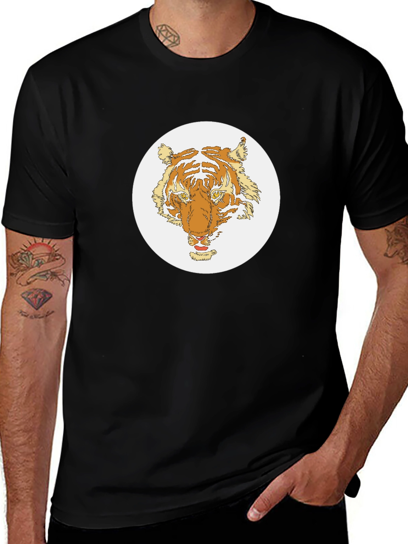 Tiger Graphic Tee - Black Cotton Blend