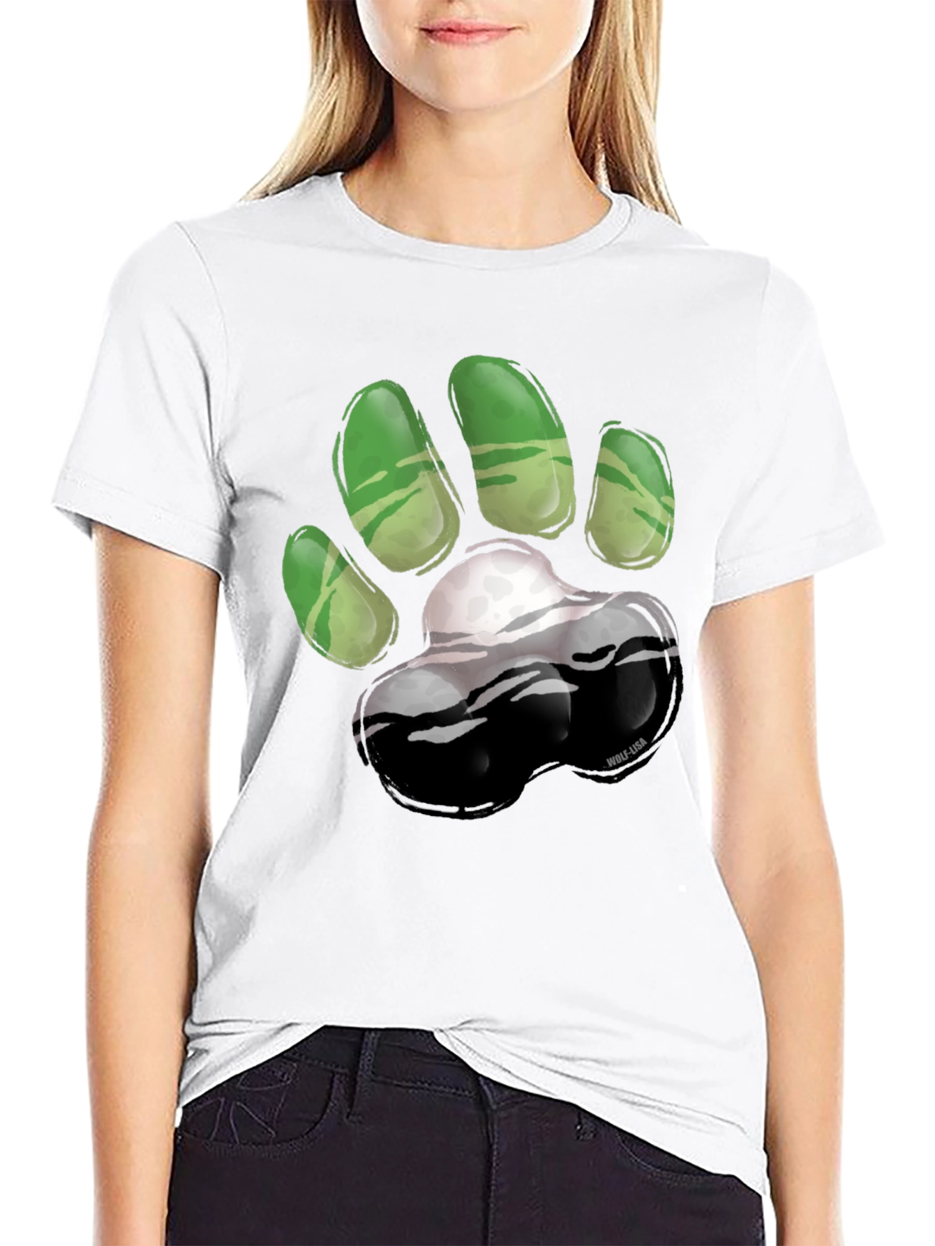 Green Paw Print T-Shirt