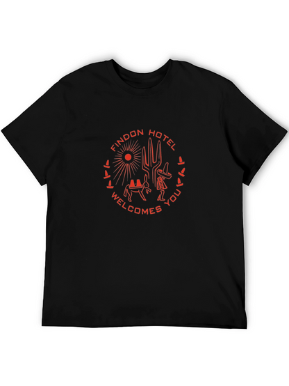 Findon Hotel Graphic Tee - Desert Motif Black T-Shirt
