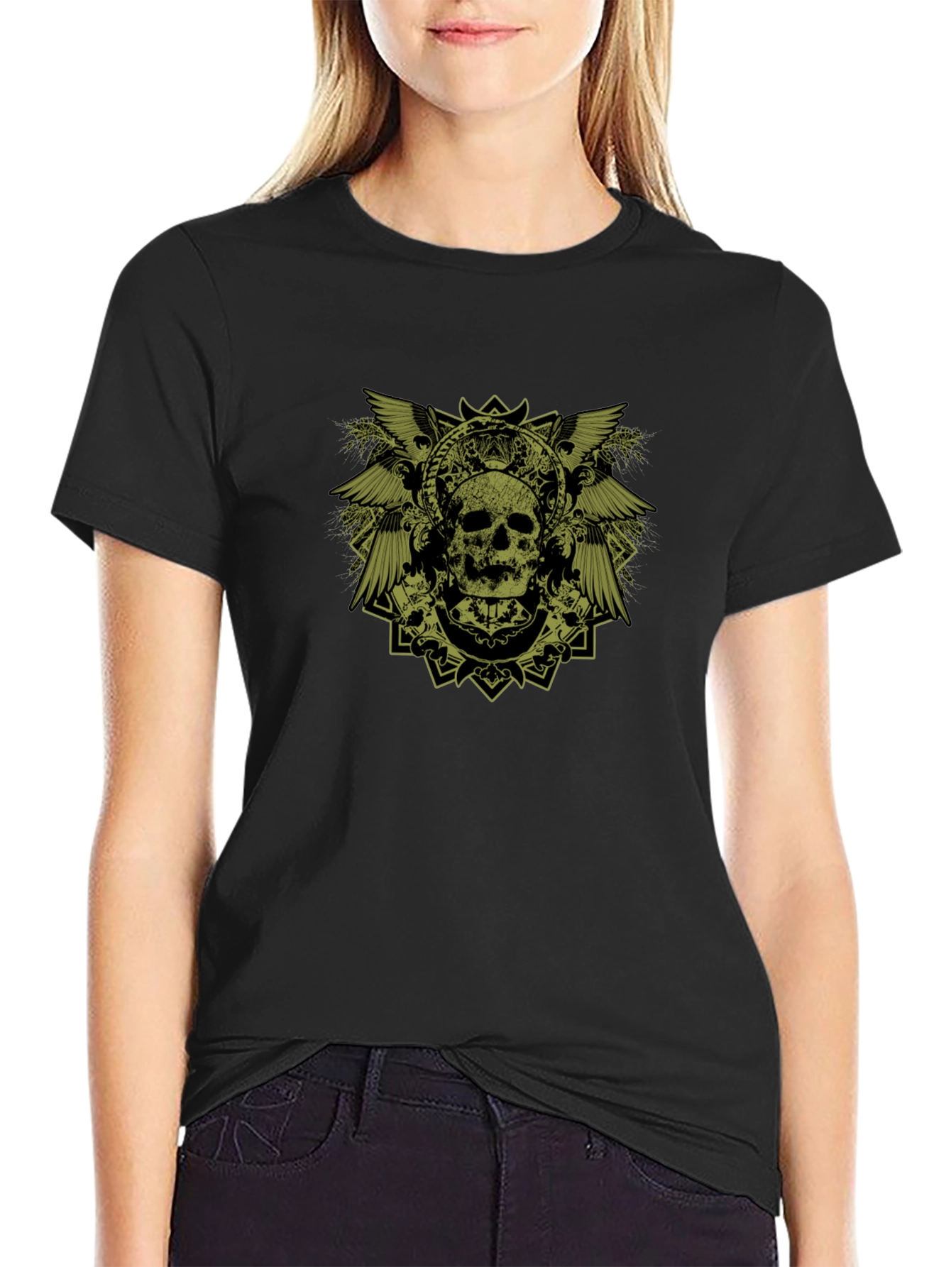 Skull Graphic Print Black T-Shirt