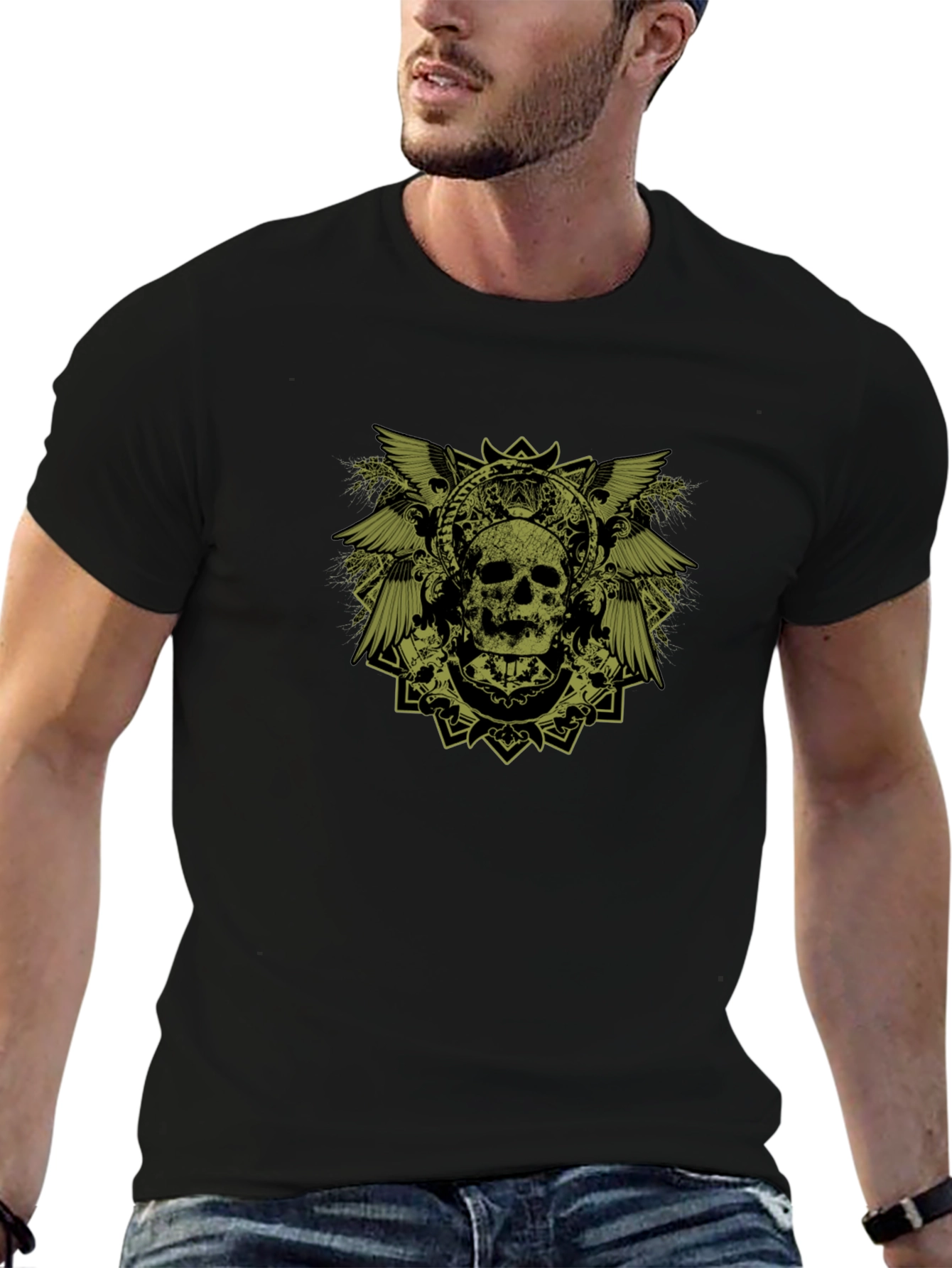 Skull Graphic Print Black T-Shirt
