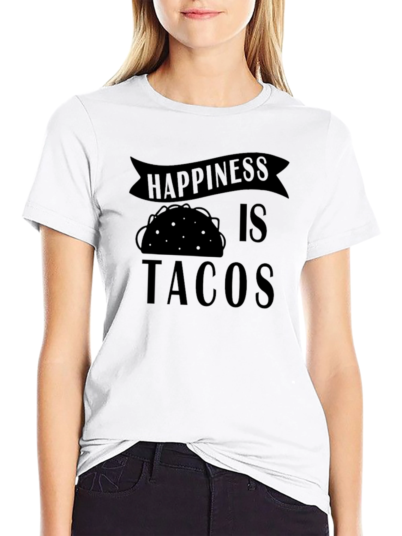 Happiness is Tacos Graphic T-Shirt - Black