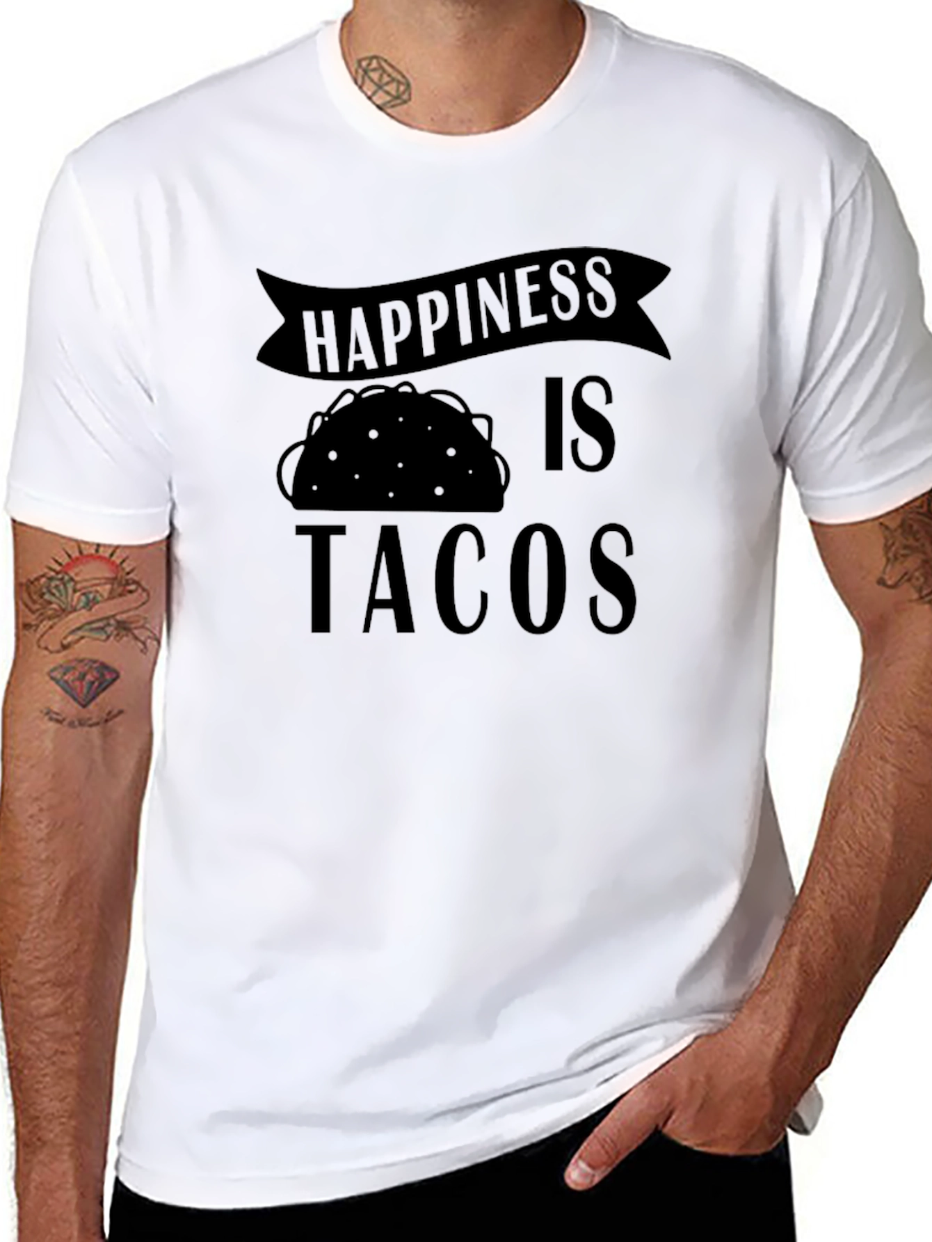 Happiness is Tacos Graphic T-Shirt - Black