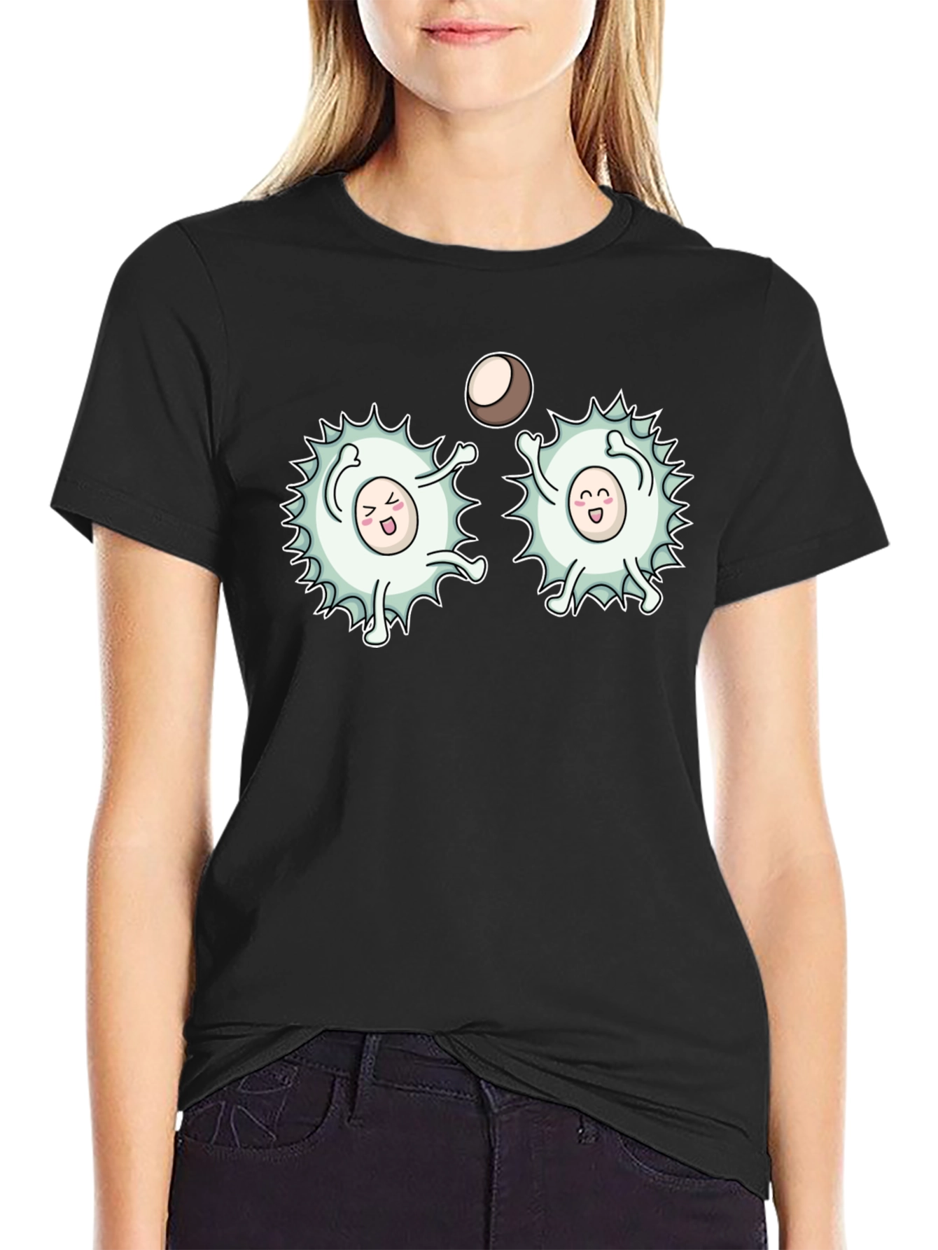 Funny White Blood Cells Playing Ball Black T-Shirt
