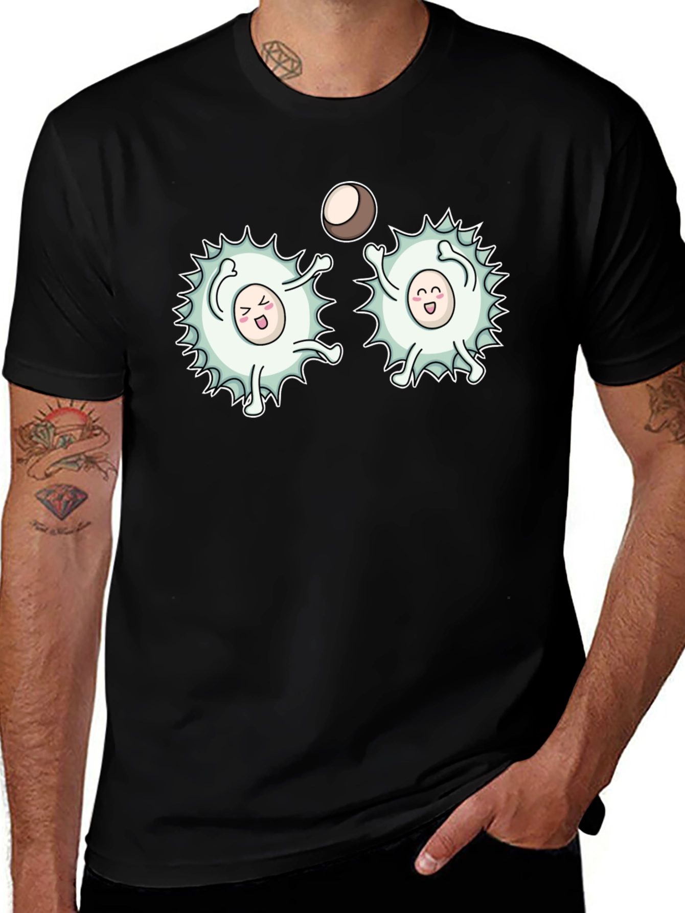 Funny White Blood Cells Playing Ball Black T-Shirt