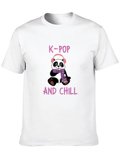 K-Pop and Chill Panda T-Shirt - Fun Music Tee