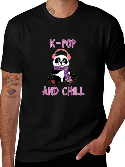 K-Pop and Chill Panda T-Shirt - Fun Music Tee