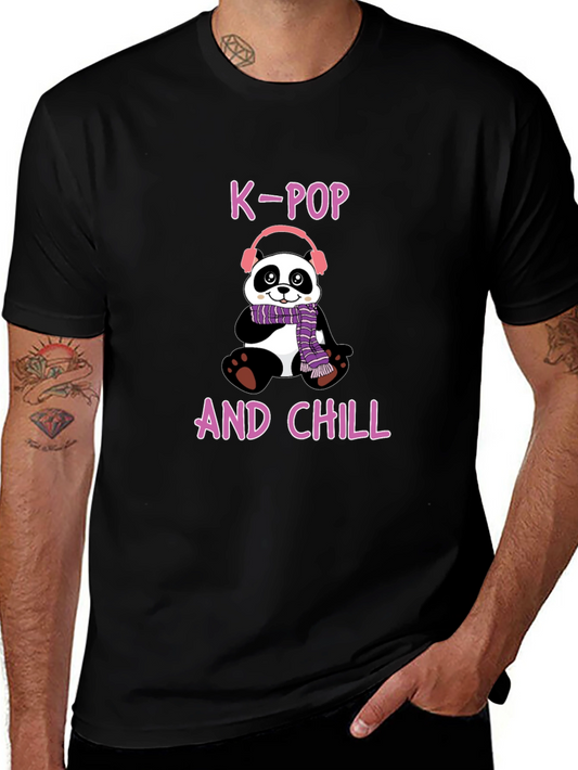 K-Pop and Chill Panda T-Shirt - Fun Music Tee