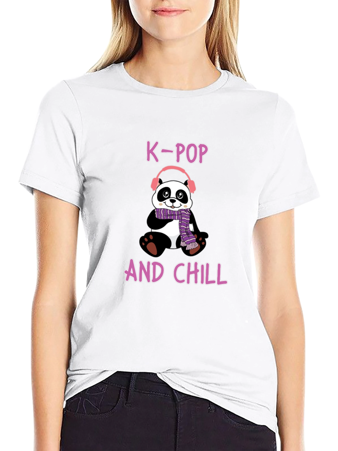 K-Pop and Chill Panda T-Shirt - Fun Music Tee