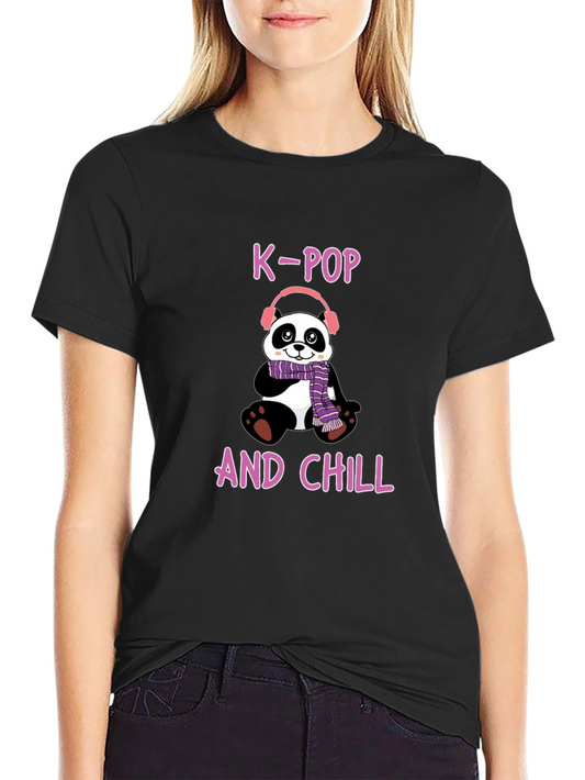 K-Pop and Chill Panda T-Shirt - Fun Music Tee