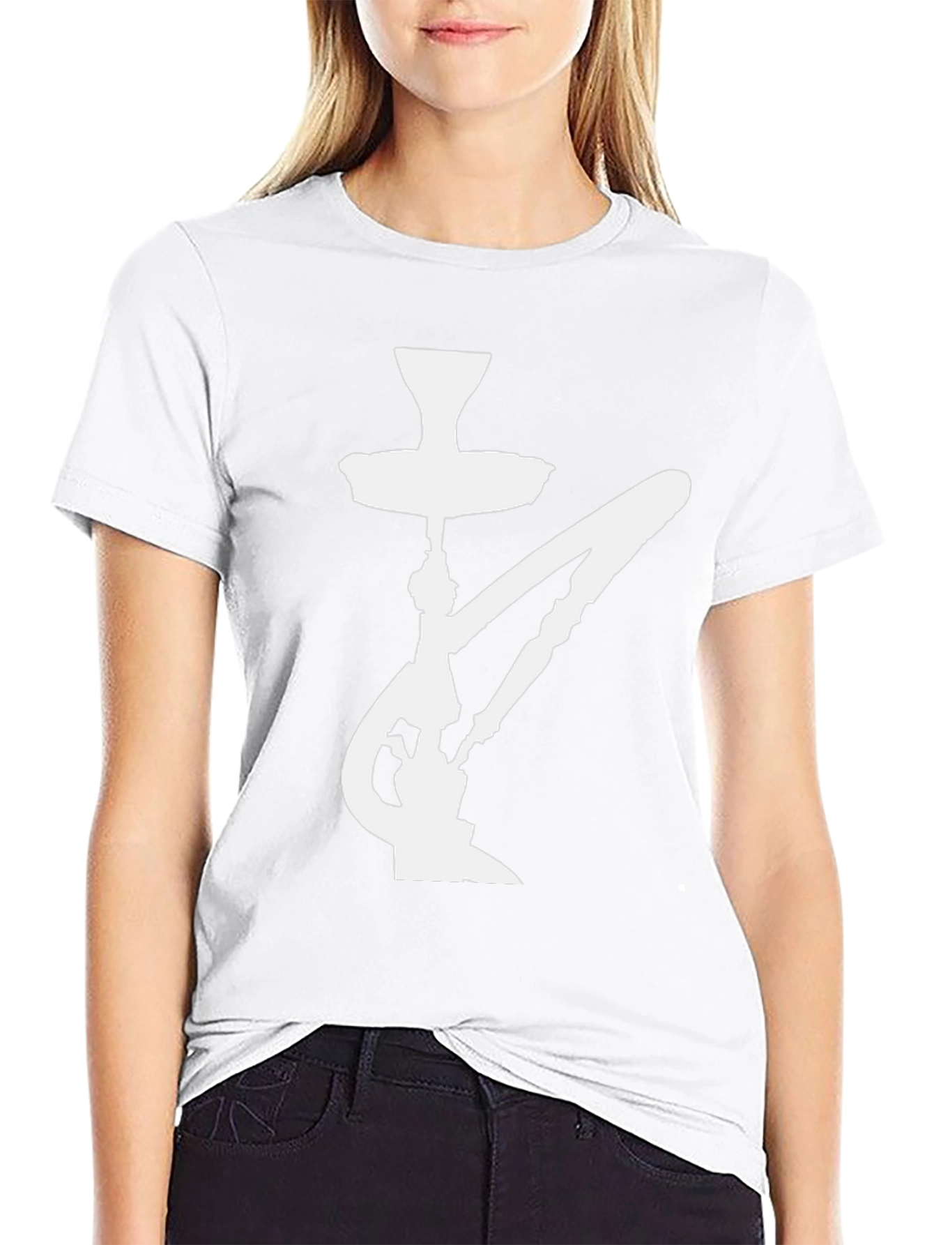 Hookah Silhouette Graphic Tee - Casual Black T-Shirt