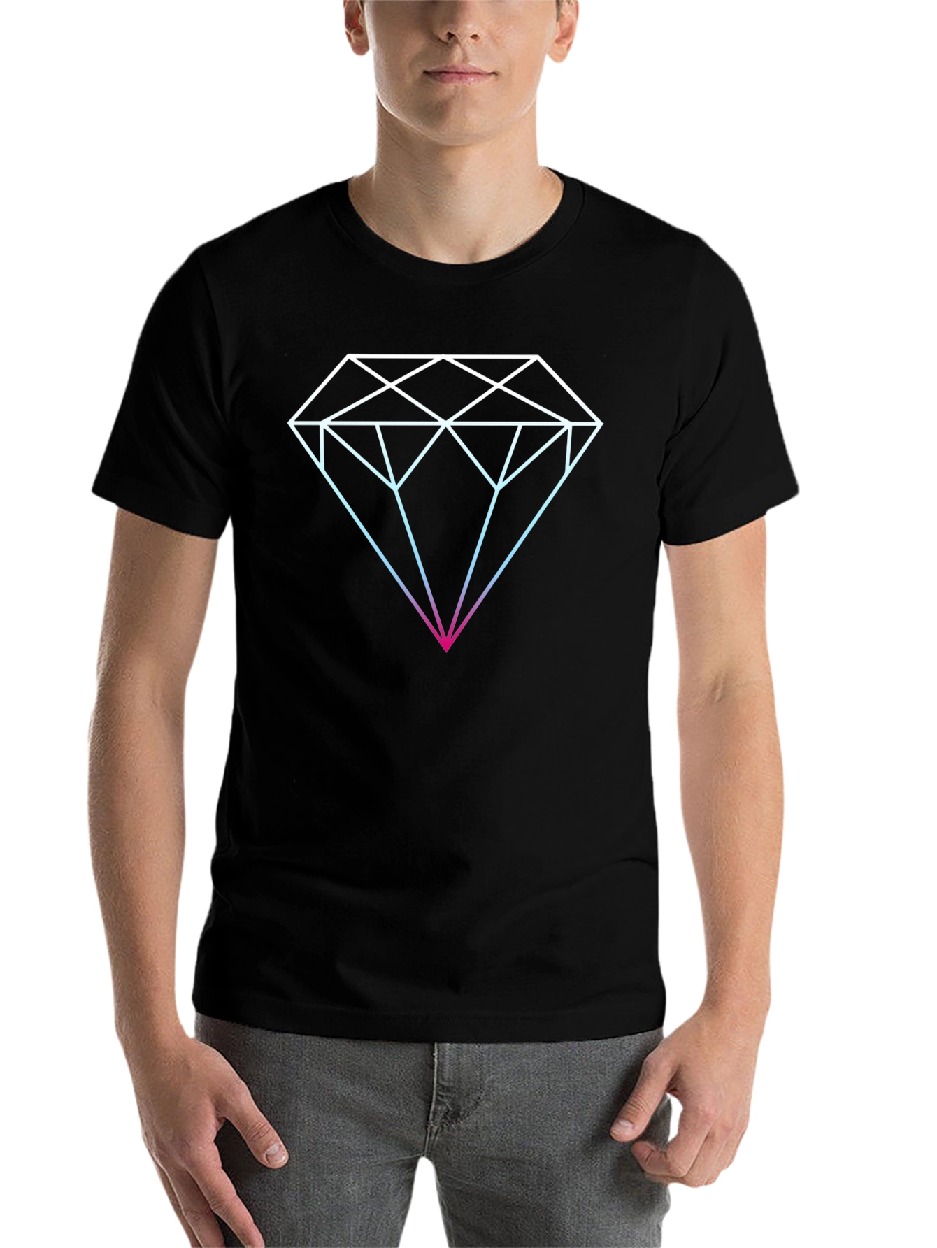 Geometric Diamond Graphic T-Shirt - Mens Black Tee