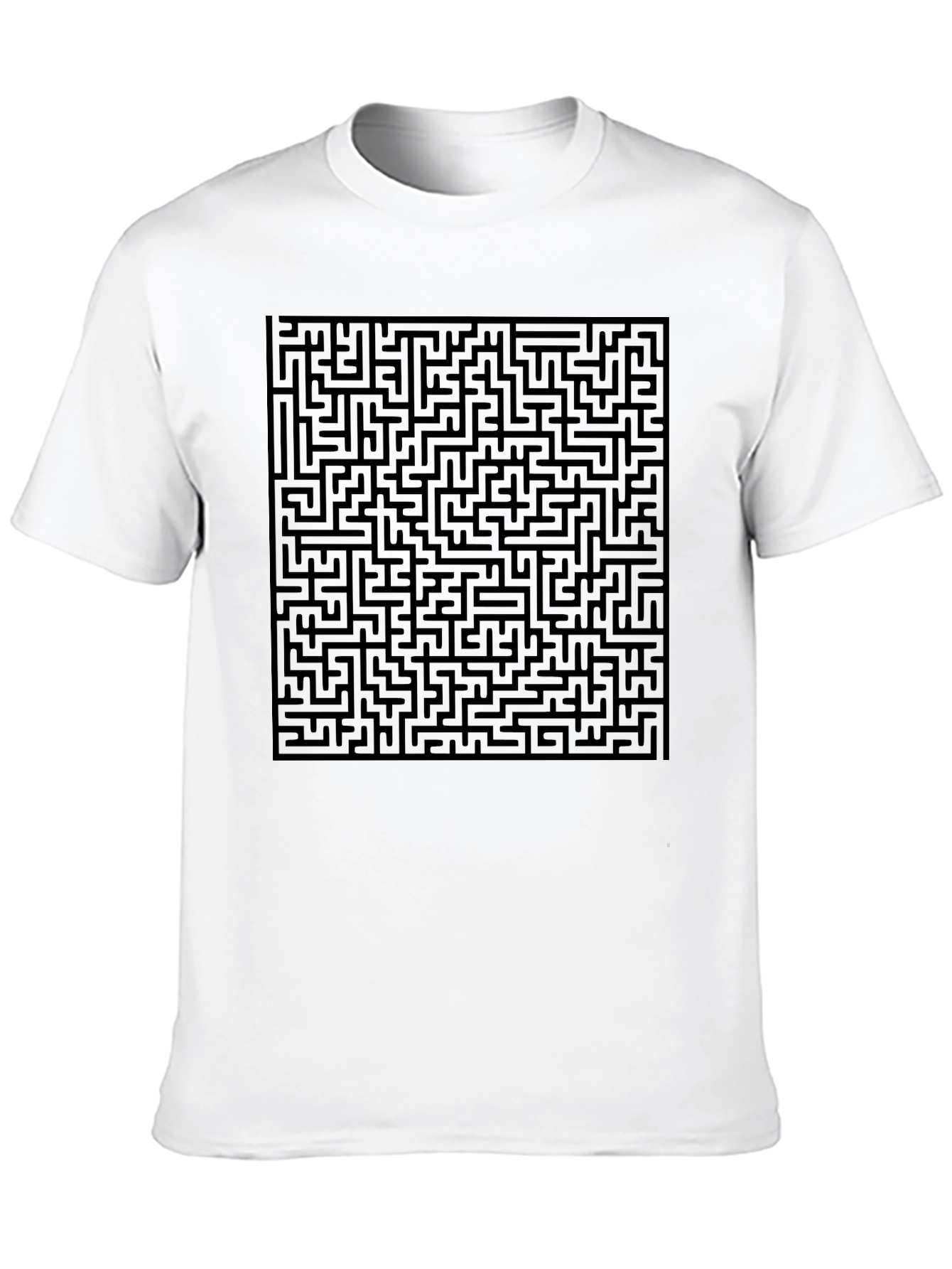 Maze Graphic Print Tee - Black Casual Style