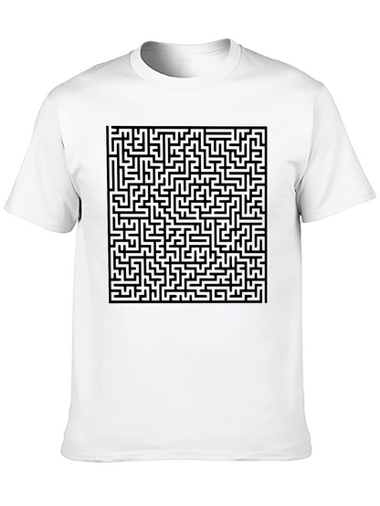 Maze Graphic Print Tee - Black Casual Style
