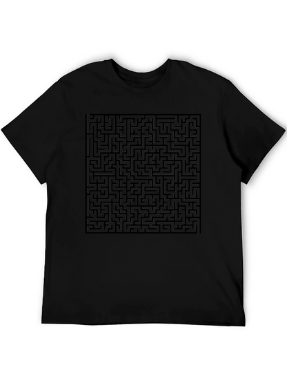 Maze Graphic Print Tee - Black Casual Style