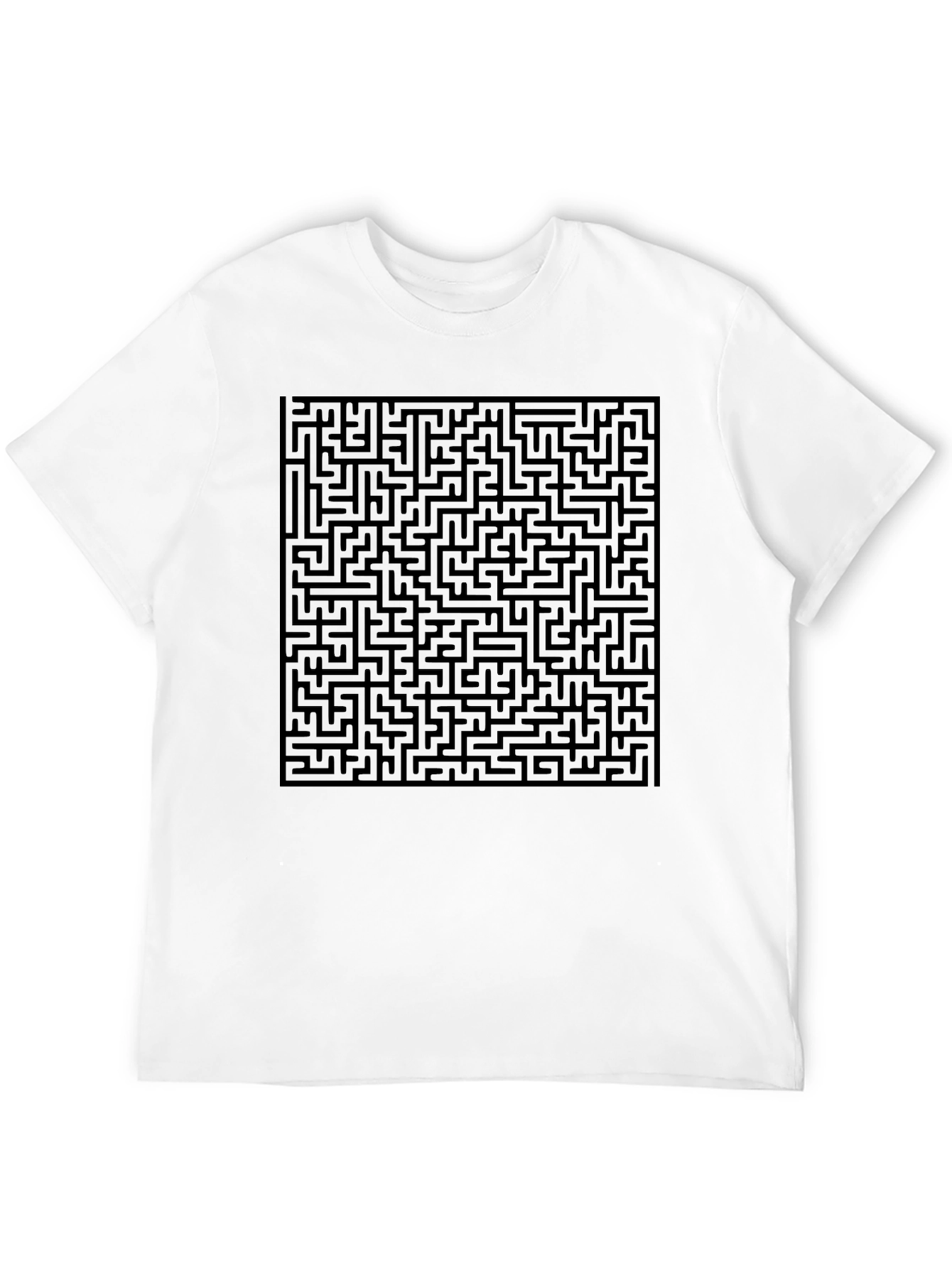 Maze Graphic Print Tee - Black Casual Style