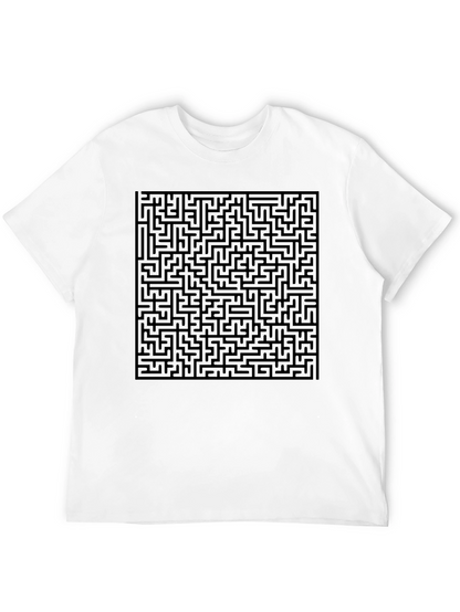 Maze Graphic Print Tee - Black Casual Style