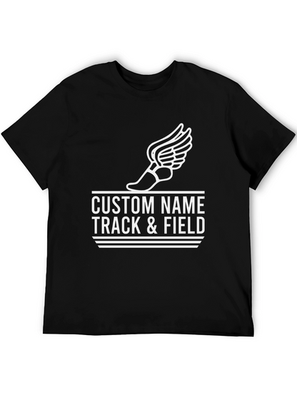 Custom Track & Field T-Shirt with Winged Shoe Design