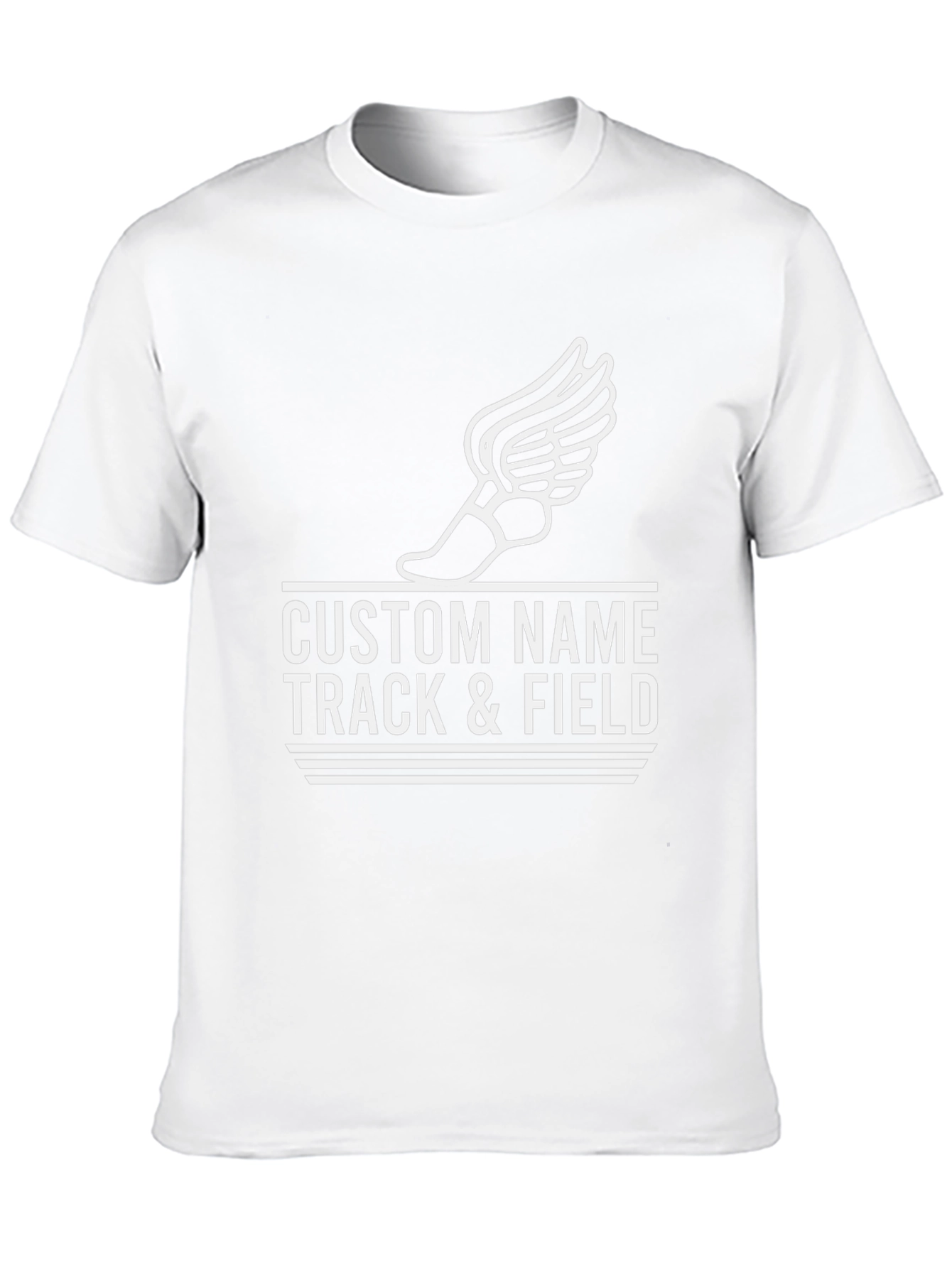 Custom Track & Field T-Shirt with Winged Shoe Design