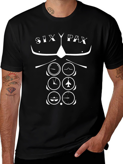 Pilot Six Pax T-Shirt - Aviation Instrument Panel Design