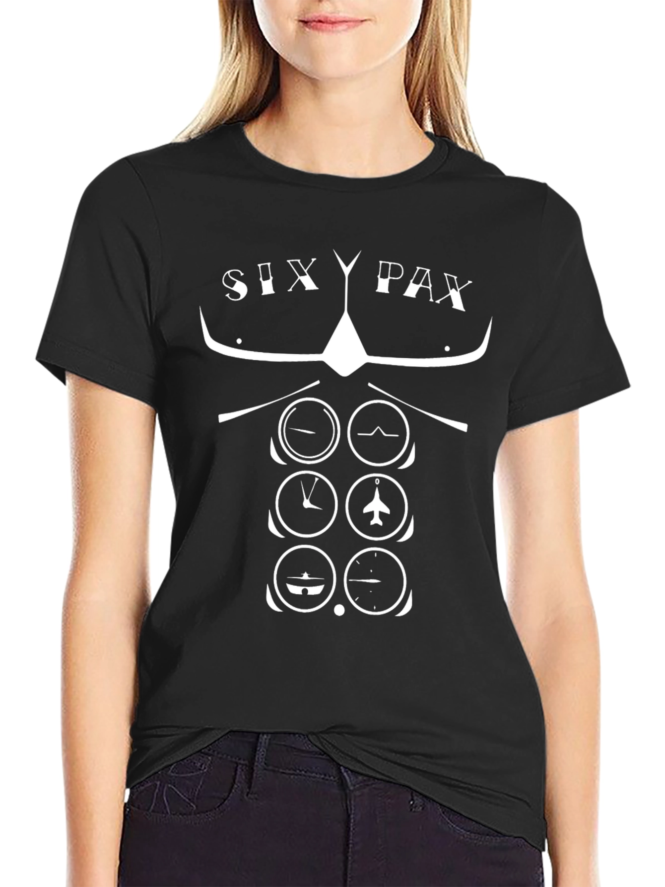 Pilot Six Pax T-Shirt - Aviation Instrument Panel Design