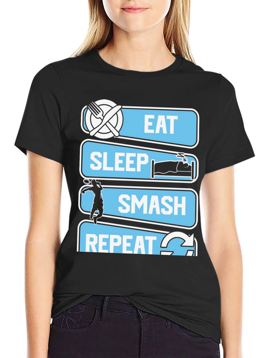 Eat Sleep Smash Repeat T-Shirt | Badminton Tennis Graphic Tee