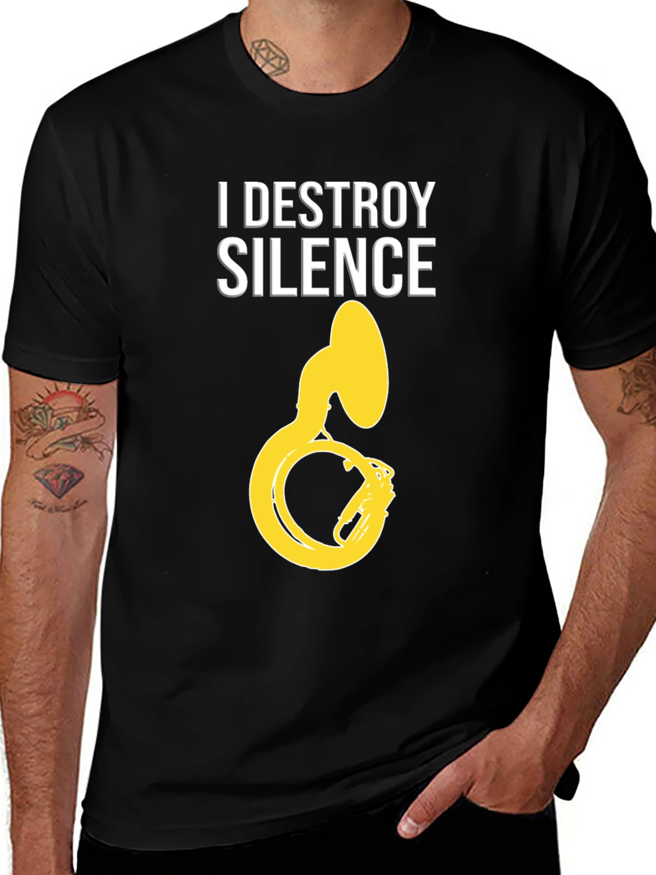 I Destroy Silence Tuba Graphic Tee - Black